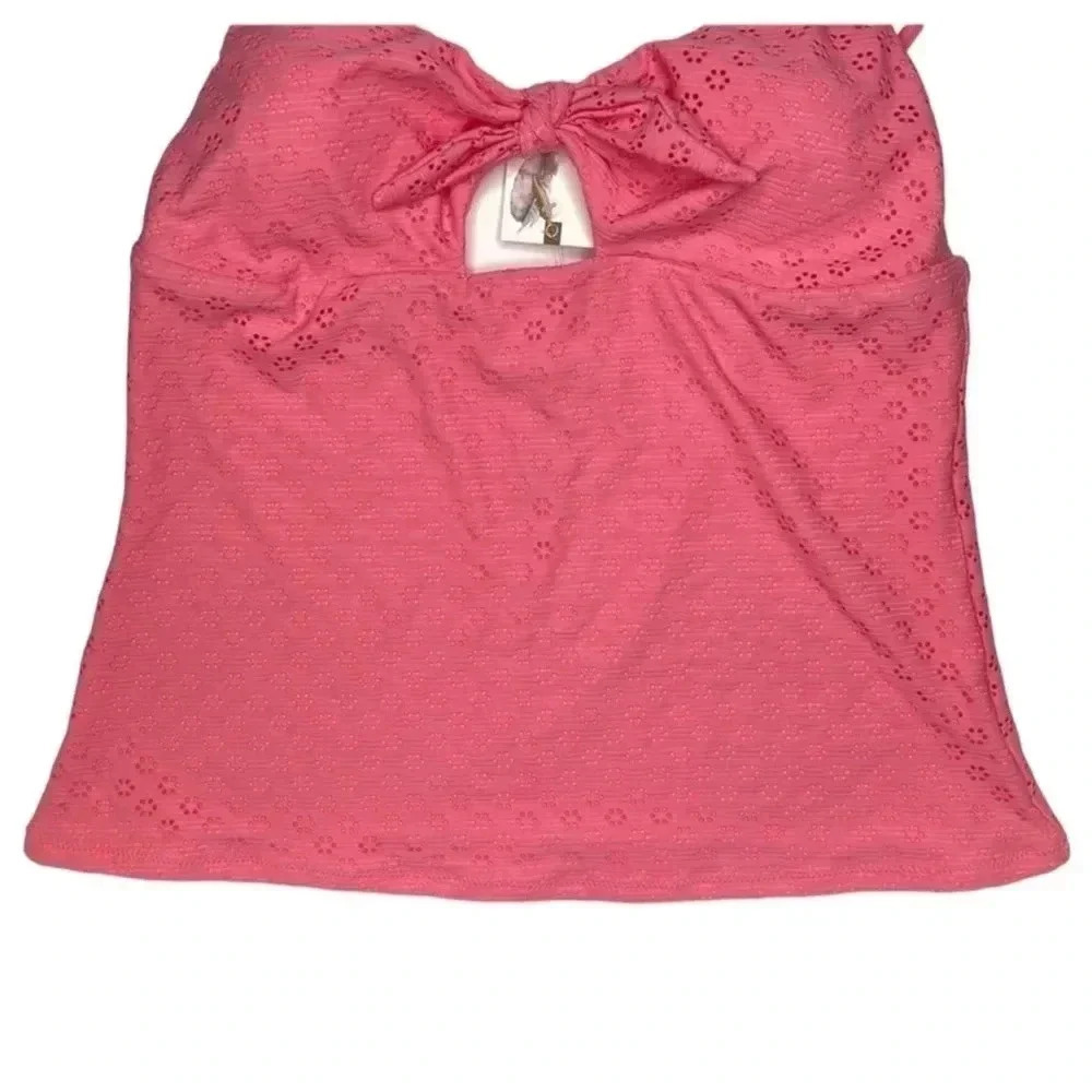 Jessica Simpson Fizz Sweet Tooth Solid Eyelet Tankini Womens Swim Top Size XL - Picture 6 of 11